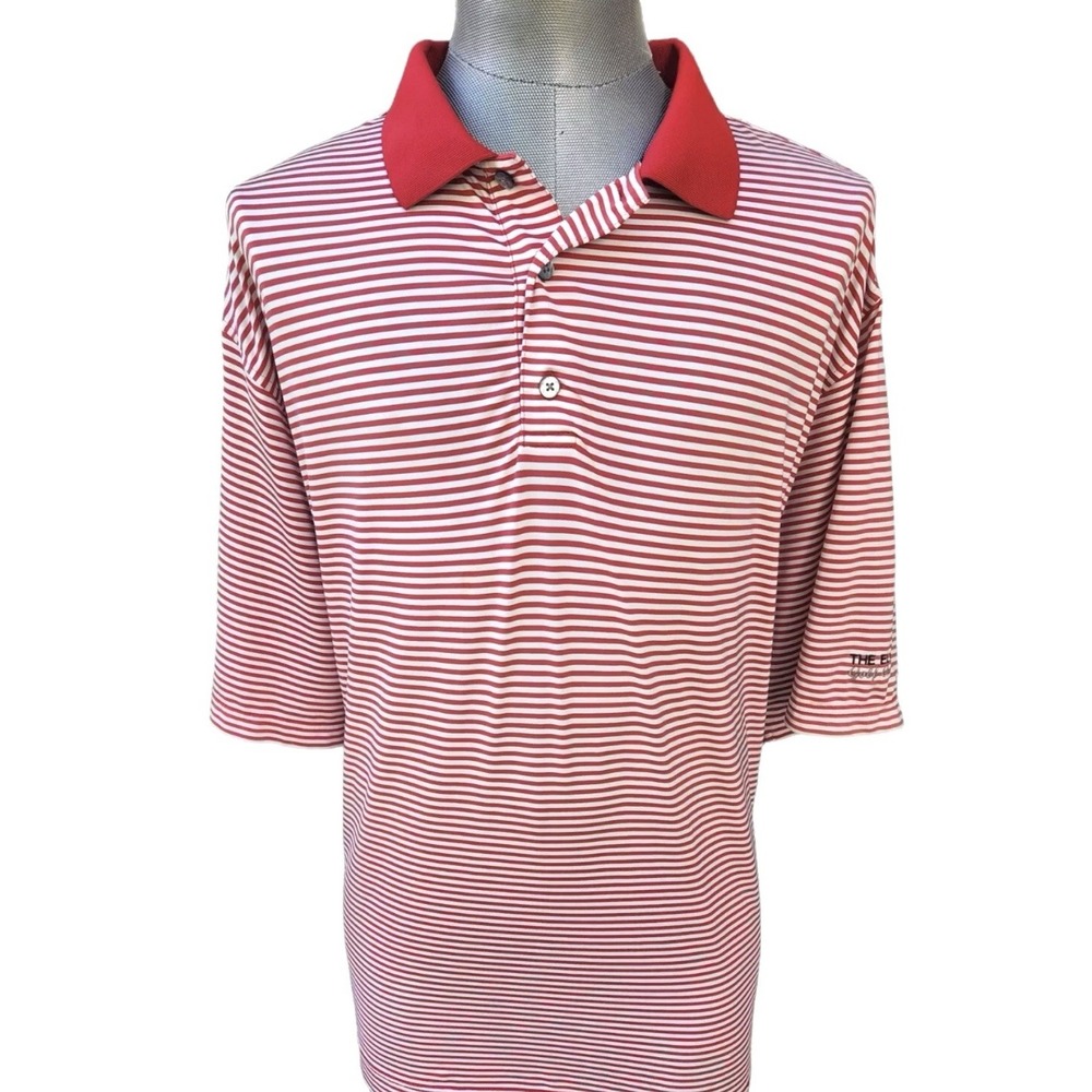 FootJoy FJ Mens Pro-dry Lisle Golf‎ Polo Shirt Red White Striped Sharp Large